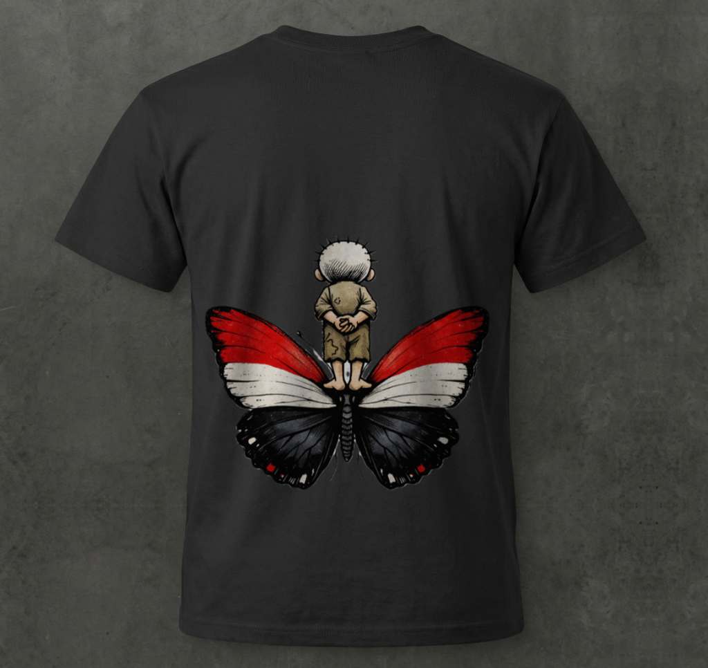Handala Yemen Butterfly Back Print Tee  – 100% Cotton