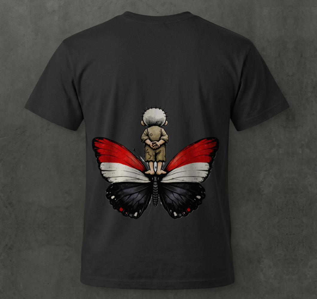 Handala Yemen Butterfly Back Print Tee  – 100% Cotton
