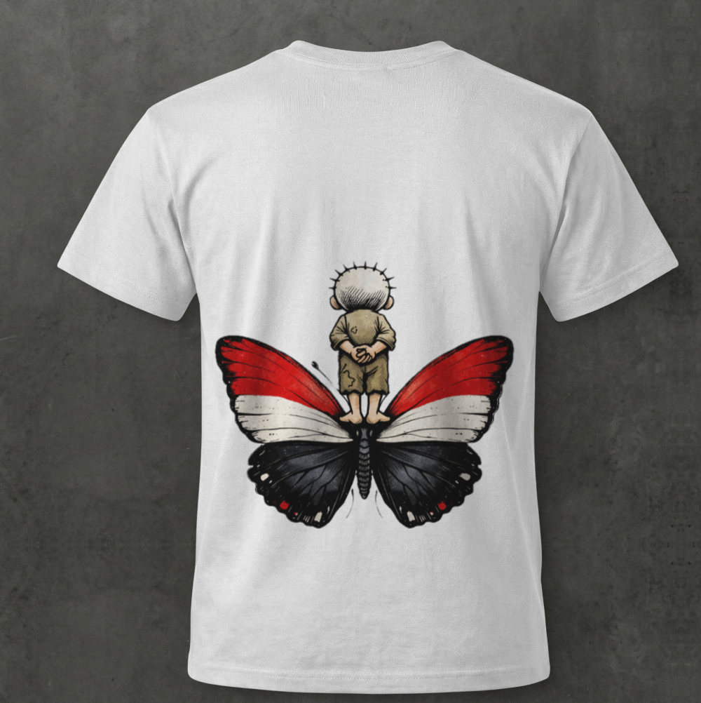 Handala Yemen Butterfly Back Print Tee  – 100% Cotton