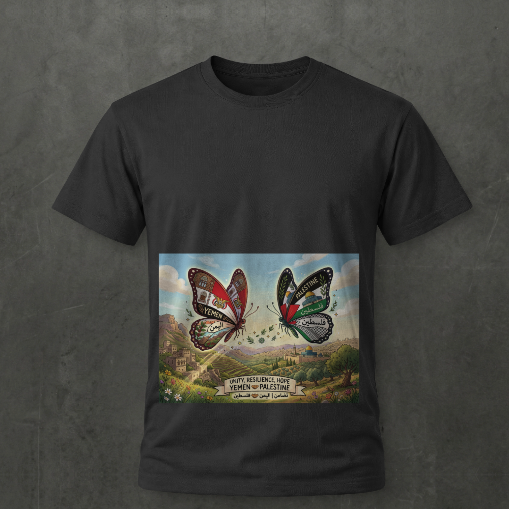 Yemen & Palestine Unity Butterfly– 100% Cotton